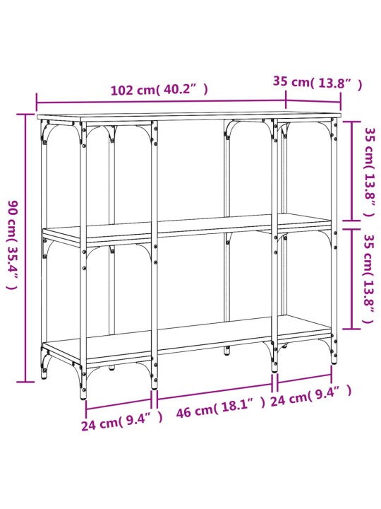 Konsoollaud, hall sonoma tamm, 102 x 35 x 90 cm, tehispuit