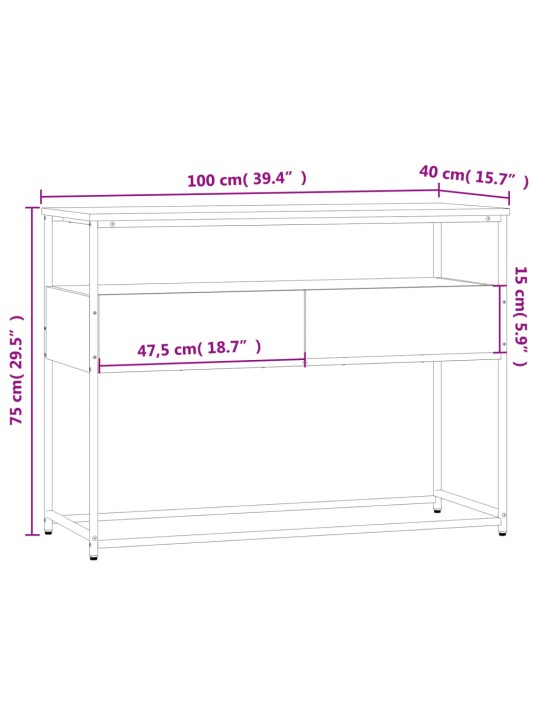 Konsoollaud, suitsutatud tamm, 100 x 40 x 75 cm, tehispuit