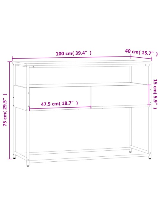 Konsoollaud, hall sonoma tamm, 100 x 40 x 75 cm, tehispuit