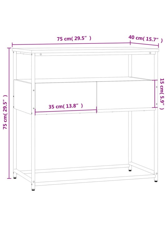 Konsoollaud, hall sonoma tamm, 75x40x75 cm, tehispuit