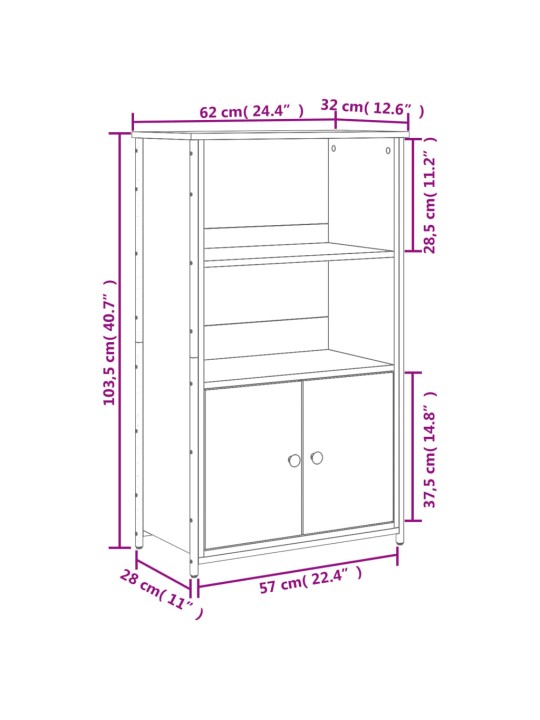 Kõrge kapp, hall sonoma tamm, 62 x 32 x 103,5 cm, tehispuit