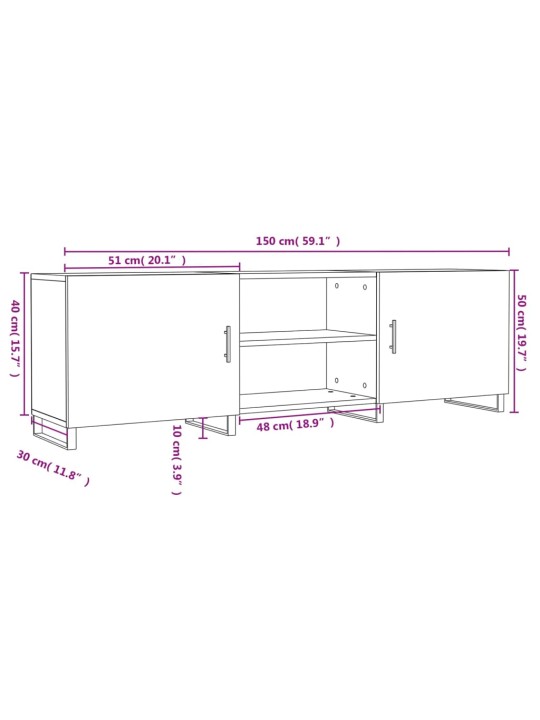 Telerikapp, hall sonoma tamm, 150 x 30 x 50 cm, tehispuit