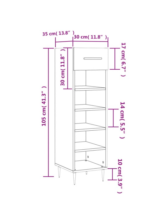 Jalatsikapp, hall sonoma tamm, 30 x 35 x 105 cm, tehispuit