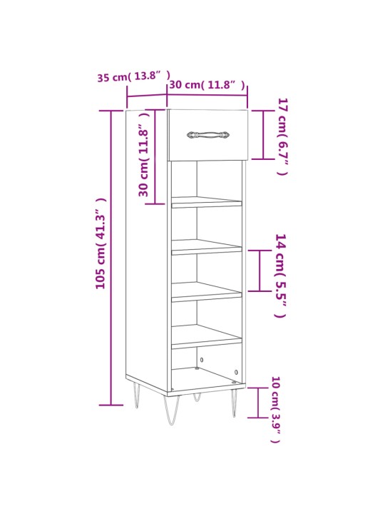 Jalatsikapp, hall sonoma tamm, 30 x 35 x 105 cm, tehispuit