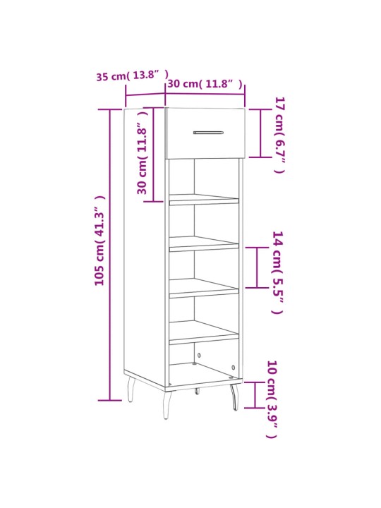 Jalatsikapp, hall sonoma tamm, 30 x 35 x 105 cm, tehispuit