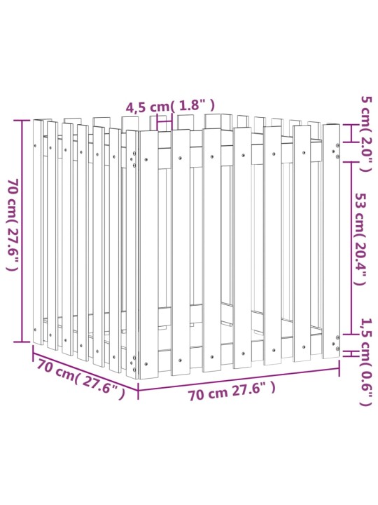 Aia disainiga taimekast, must, 70 x 70 x 70 cm, männipuit