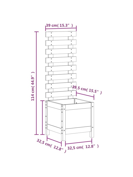Võrega aia taimekast, 39 x 39,5 x 114 cm, männipuit