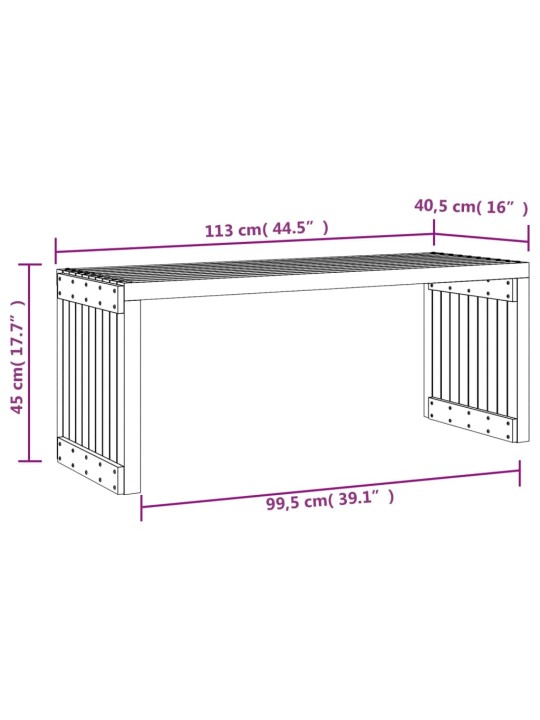 Pikendatav aiapink, 212,5 x 40,5 x 45 cm, ebatsuuga puit