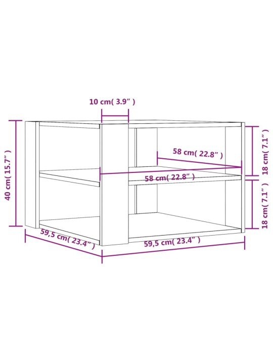 Kohvilaud, hall sonoma tamm, 59,5 x 59,5 x 40 cm, tehispuit