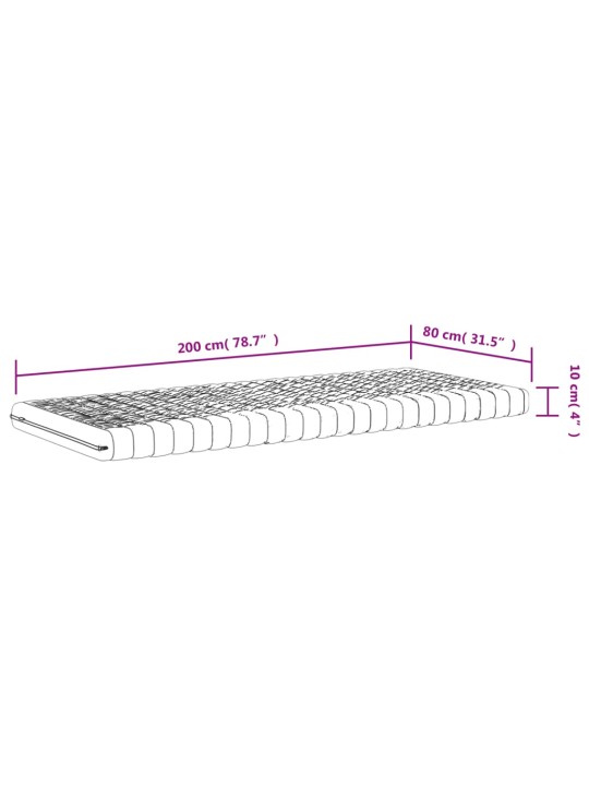 Poroloonmadratsid 2 tk, valge 80x200 cm 7 tsooni kõvadus 20 ild