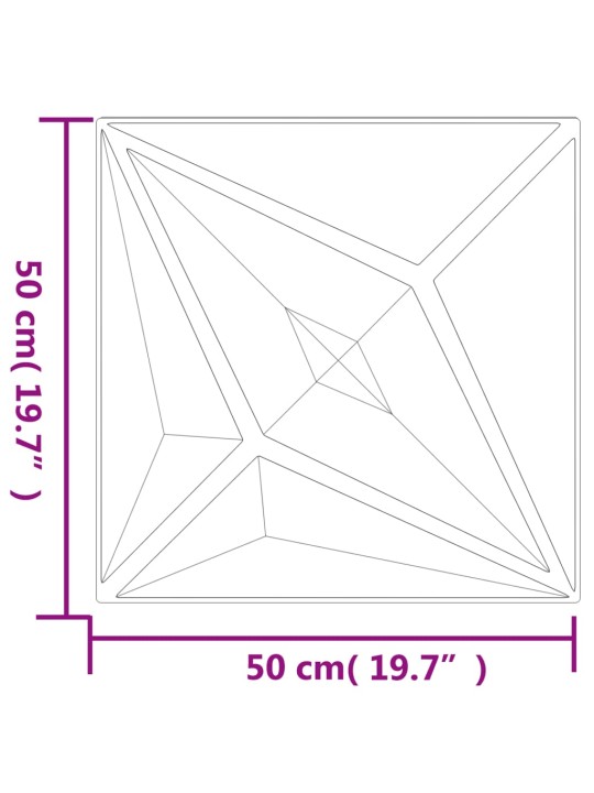 Seinapaneelid 12 tk, valge, 50 x 50 cm, eps 3 m², täht