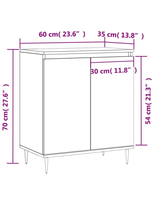 Puhvetkapp, hall sonoma tamm, 60x35x70 cm, tehispuit