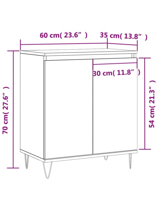 Puhvetkapp, hall sonoma tamm, 60x35x70 cm, tehispuit