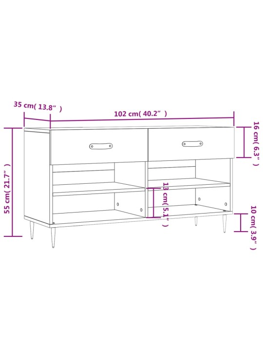 Jalatsipink, valge, 102 x 35 x 55 cm, tehispuit