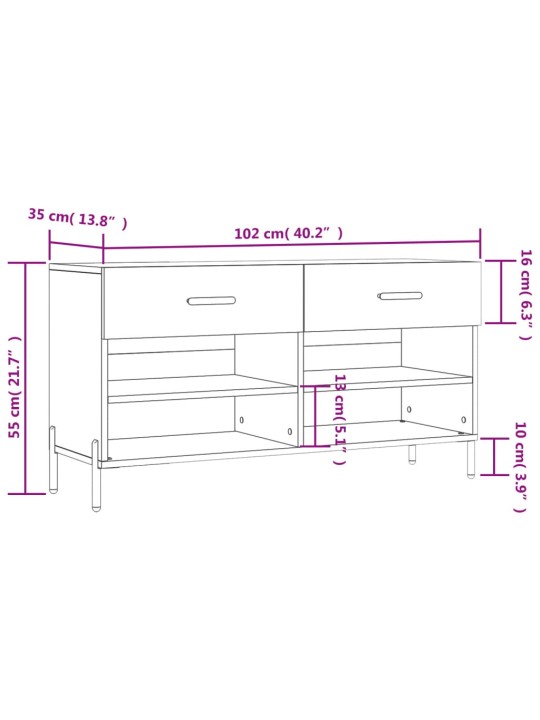 Jalatsipink, valge, 102 x 35 x 55 cm, tehispuit