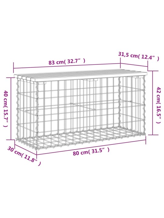 Gabioonpink, 83 x 31,5 x 42 cm, ebatsuuga puit