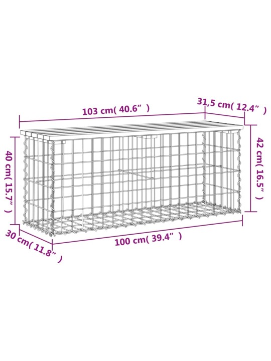 Gabioonpink, 103 x 31,5 x 42 cm, ebatsuuga puit