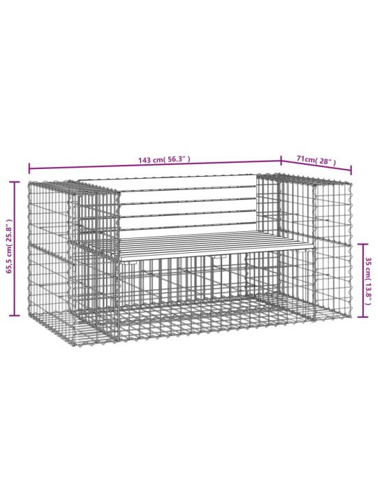 Gabioonpink, 143x71x65,5 cm, ebatsuuga puit