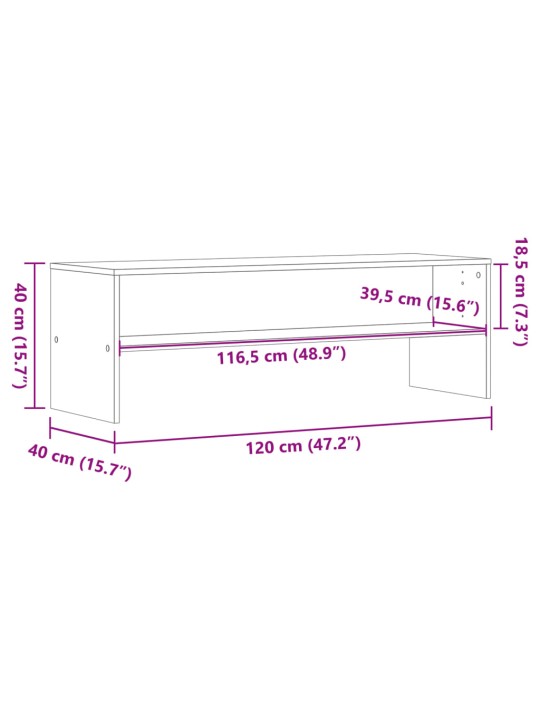 Telerikapp, suitsutatud tamm, 120 x 40 x 40 cm, tehispuit