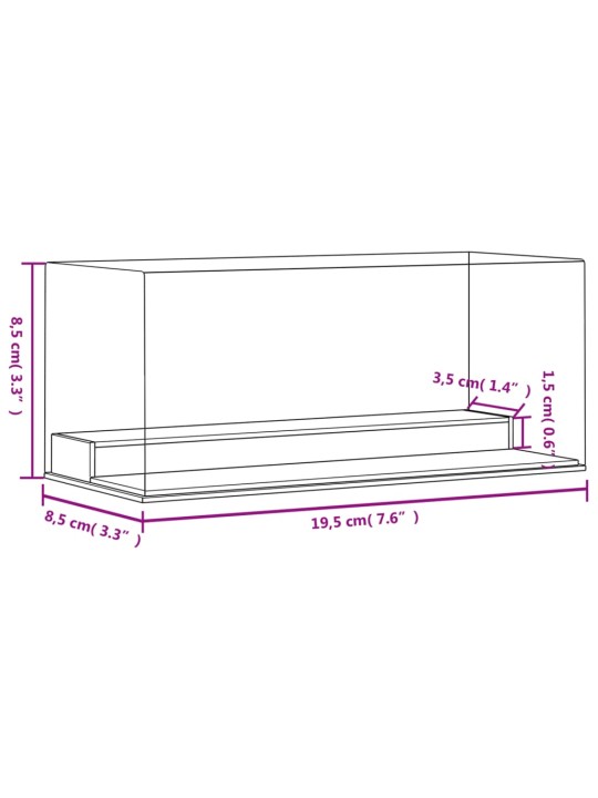 Vitriinkast, läbipaistev, 19,5 x 8,5 x 8,5 cm, akrüül