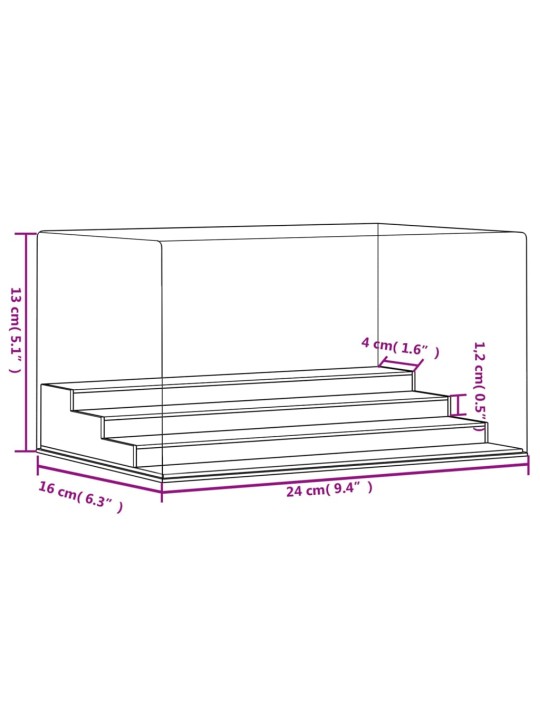 Vitriinkast, läbipaistev, 24 x 16 x 13 cm, akrüül