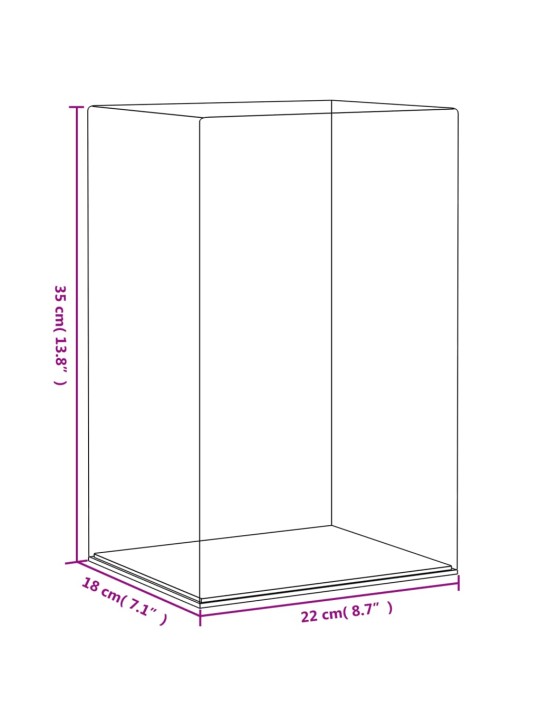 Vitriinkast, läbipaistev, 22x18x35 cm, akrüül