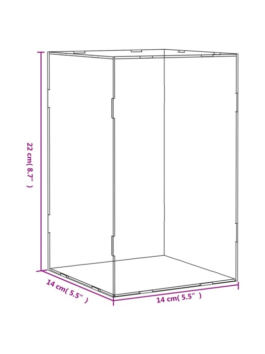Vitriinkast, läbipaistev, 14x14x22 cm, akrüül