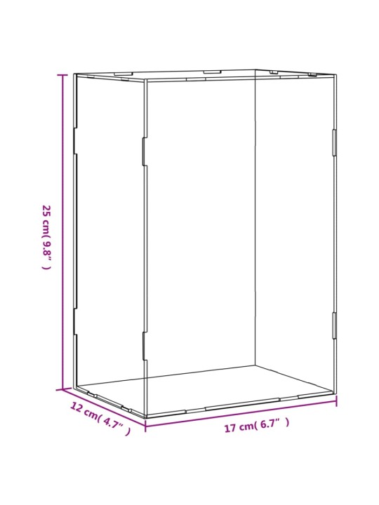 Vitriinkast, läbipaistev, 17 x 12 x 25 cm, akrüül