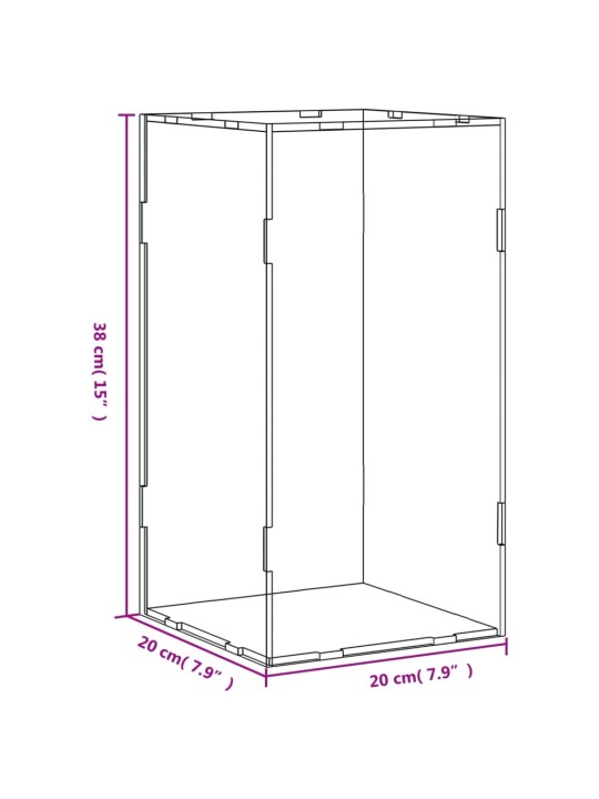Vitriinkast, läbipaistev, 20x20x38 cm, akrüül