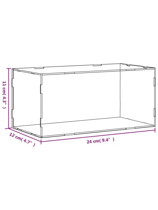 Vitriinkast, läbipaistev, 24x12x11 cm, akrüül