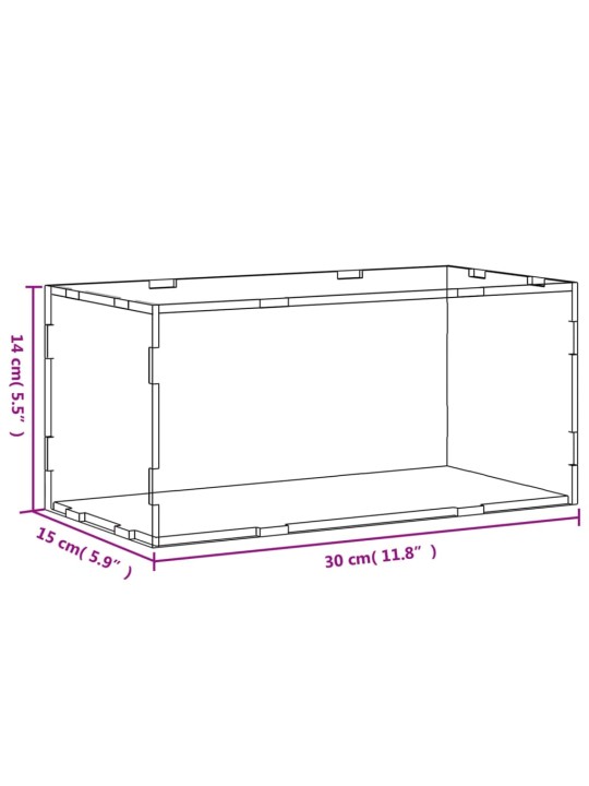 Vitriinkast, läbipaistev, 30x15x14 cm, akrüül