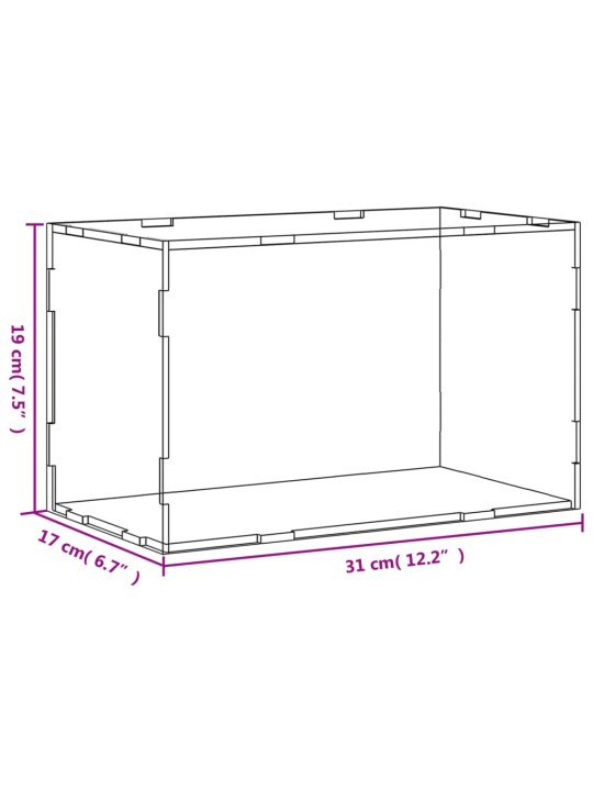 Vitriinkast, läbipaistev, 31x17x19 cm, akrüül