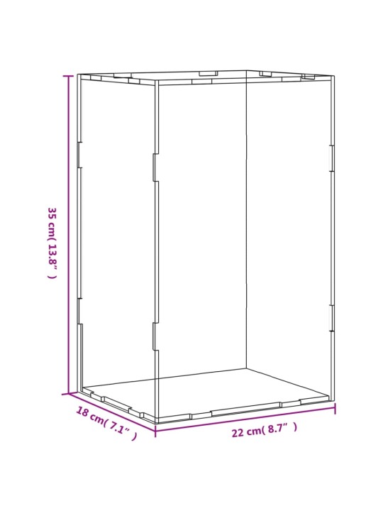 Vitriinkast, läbipaistev, 22x18x35 cm, akrüül
