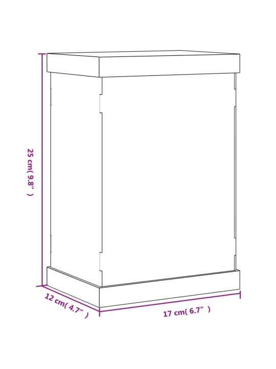 Vitriinkast, läbipaistev, 17 x 12 x 25 cm, akrüül