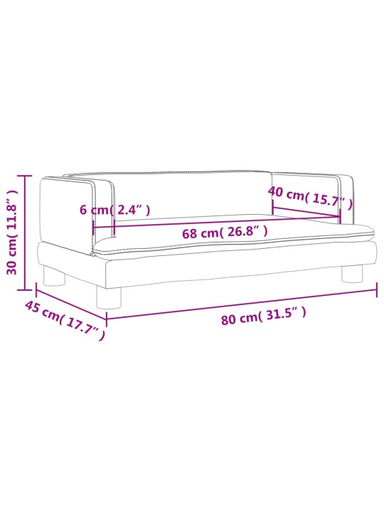 Lastediivan, must, 80 x 45 x 30 cm, samet