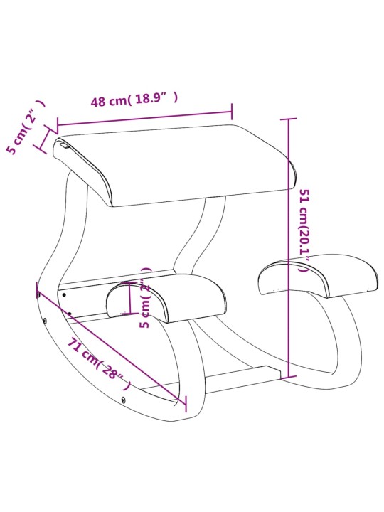 Põlvitustool, must, 48 x 71 x 51 cm, kasevineer