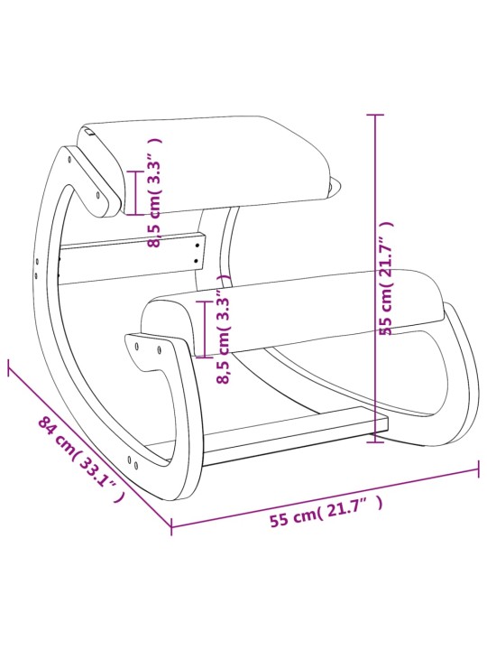 Põlvitustool, must, 55 x 84 x 55 cm, kasevineer