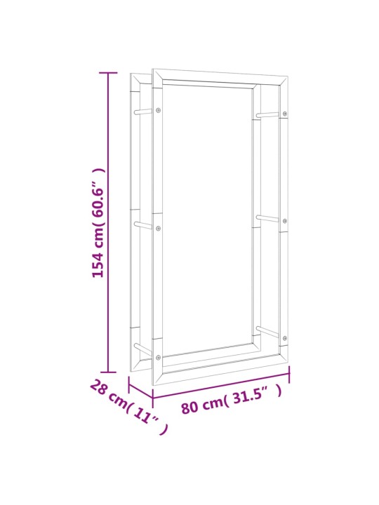 Küttepuude rest, 80x28x154 cm, roostevaba teras