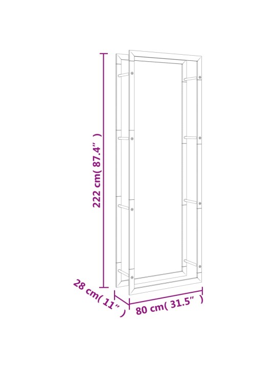 Küttepuude rest, 80x28x222 cm, roostevaba teras