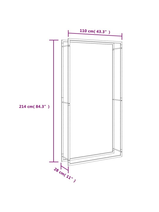 Küttepuude rest, 110 x 28 x 214 cm, roostevaba teras