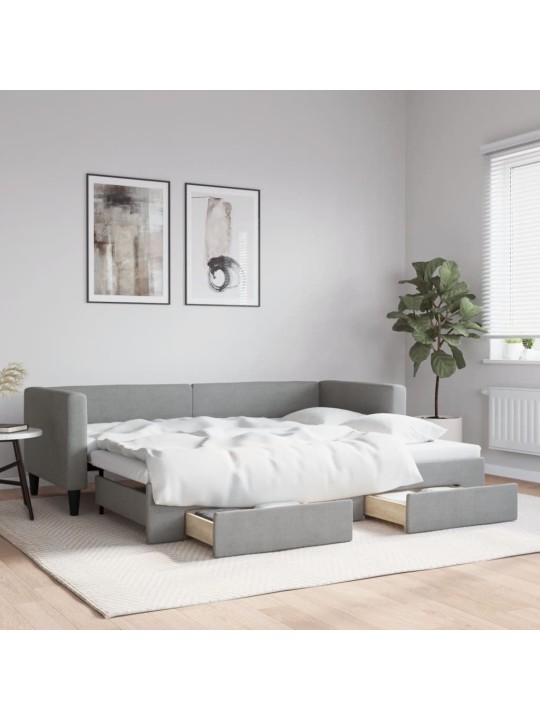 VÄLJATÕMMATAV DIIVANVOODI, HELEHALL, 80X200 CM, KANGAS