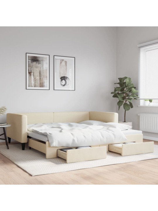 DIIVANVOODI VÄLJATÕMMATAVA OSAGA, KREEMJAS, 100X200 CM, KANGAS