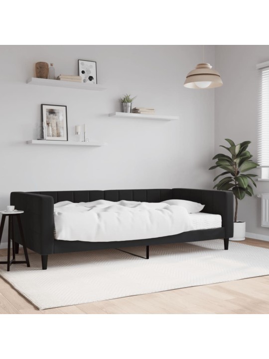 DIIVANVOODI MADRATSIGA, MUST, 100X200 CM, SAMET