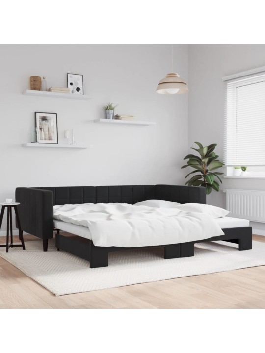 DIIVANVOODI VÄLJATÕMMATAVA OSAGA, MUST, 100X200 CM, SAMET