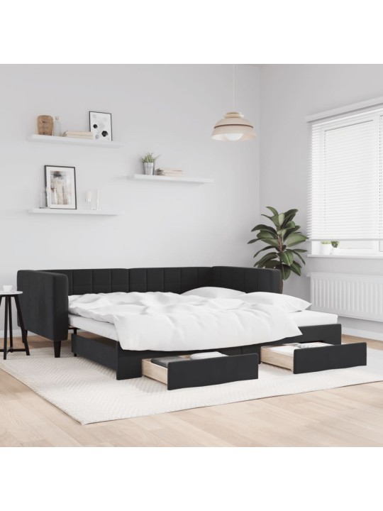 DIIVANVOODI VÄLJATÕMMATAVA OSAGA, MUST, 90X190 CM, SAMET