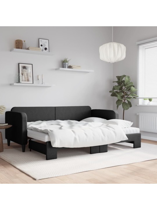 Diivanvoodi väljatõmmatava osaga, must, 80x200 cm, kangas