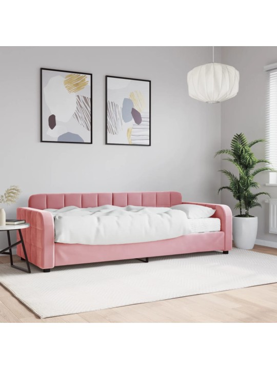Diivanlvoodi madratsiga, roosa, 80x200 cm, samet
