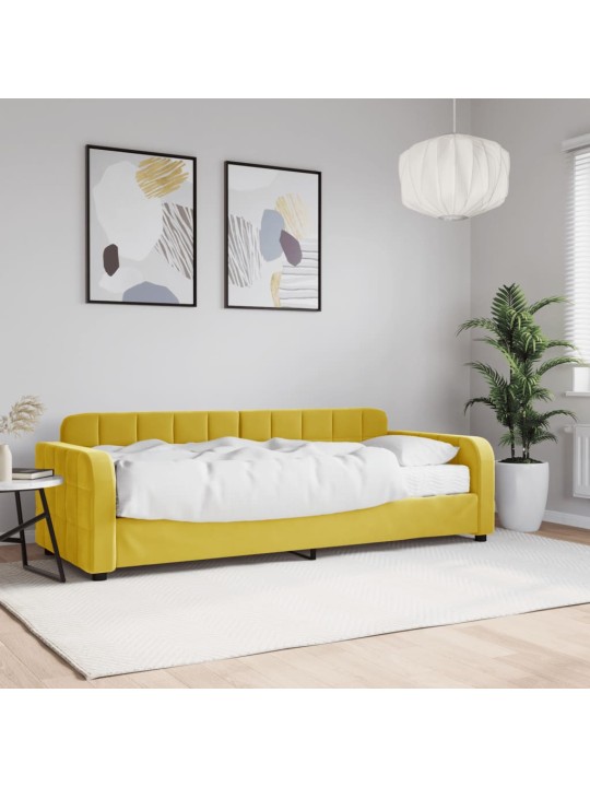 Diivanlvoodi madratsiga, kollane, 80x200 cm, samet