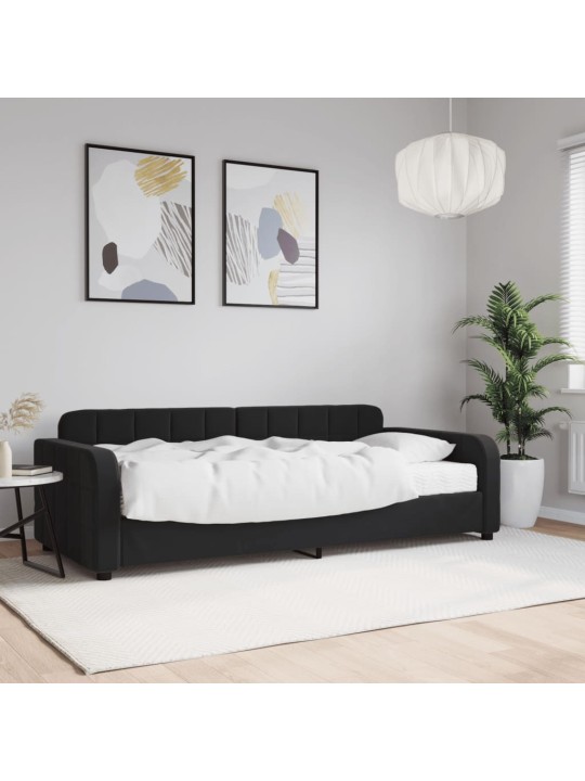DIIVANVOODI MADRATSIGA, MUST, 90X190 CM, SAMET
