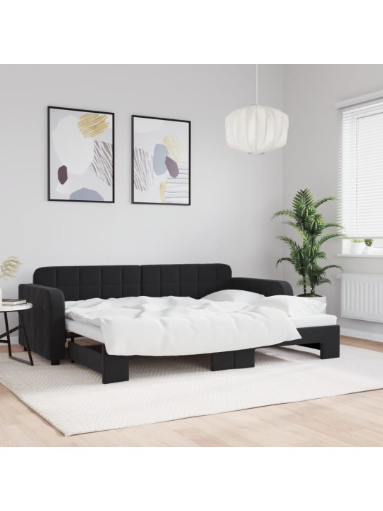 DIIVANVOODI VÄLJATÕMMATAVA OSAGA, MUST, 80X200 CM, SAMET